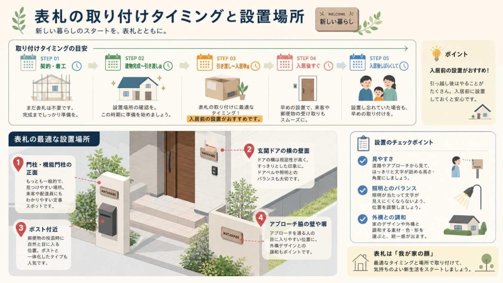 表札の取り付けタイミングと設置場所